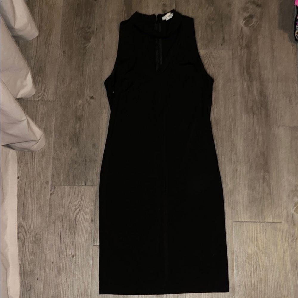 Black Mock Neck Sheath Dress